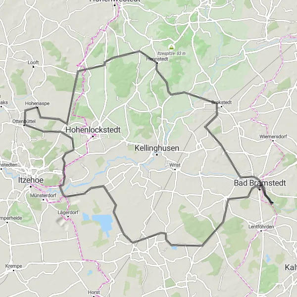 Map miniature of "Poyenberg Loop" cycling inspiration in Schleswig-Holstein, Germany. Generated by Tarmacs.app cycling route planner