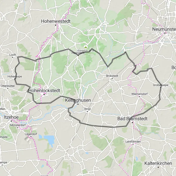 Map miniature of "Hohenaspe Heritage Road Cycling Route" cycling inspiration in Schleswig-Holstein, Germany. Generated by Tarmacs.app cycling route planner