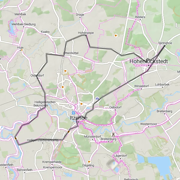 Karten-Miniaturansicht der Radinspiration "Radtour durch die Region um Hohenlockstedt" in Schleswig-Holstein, Germany. Erstellt vom Tarmacs.app-Routenplaner für Radtouren