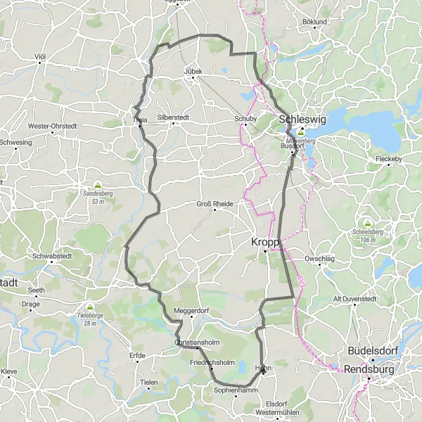 Map miniature of "The Moorland Adventure" cycling inspiration in Schleswig-Holstein, Germany. Generated by Tarmacs.app cycling route planner