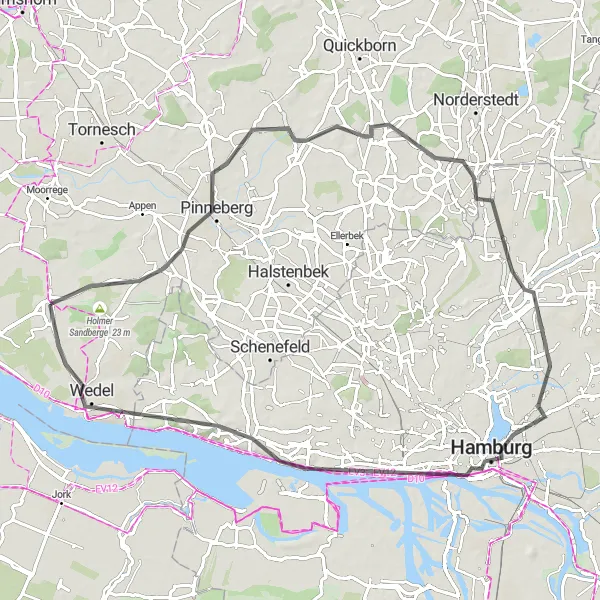 Karten-Miniaturansicht der Radinspiration "Hamburg und Umgebung entdecken" in Schleswig-Holstein, Germany. Erstellt vom Tarmacs.app-Routenplaner für Radtouren