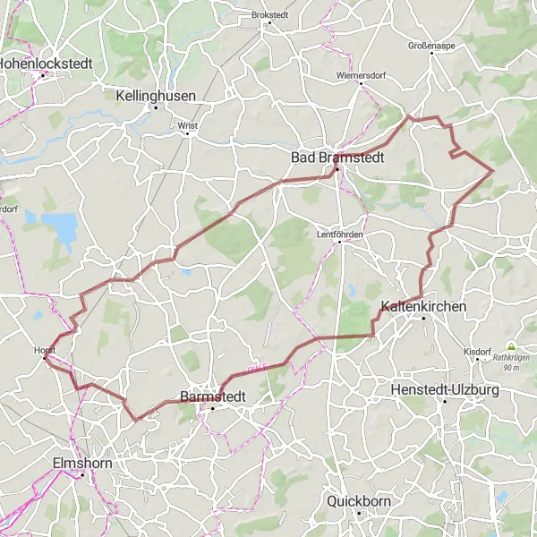 Karten-Miniaturansicht der Radinspiration "79 km Schottertour entdecken" in Schleswig-Holstein, Germany. Erstellt vom Tarmacs.app-Routenplaner für Radtouren