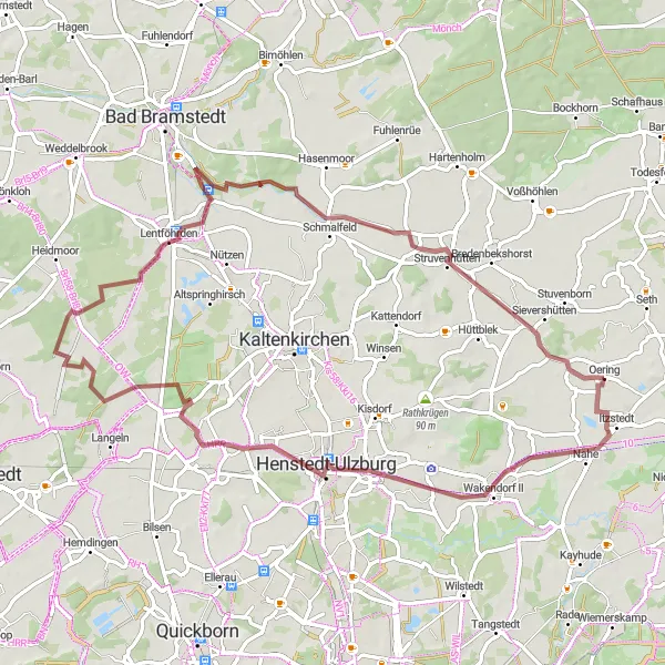 Map miniature of "Henstedt Loop" cycling inspiration in Schleswig-Holstein, Germany. Generated by Tarmacs.app cycling route planner