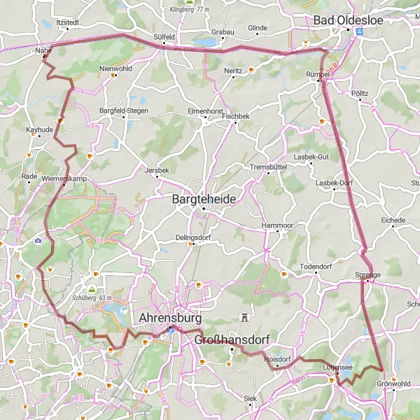 Karten-Miniaturansicht der Radinspiration "Gravel Tour um Itzstedt" in Schleswig-Holstein, Germany. Erstellt vom Tarmacs.app-Routenplaner für Radtouren