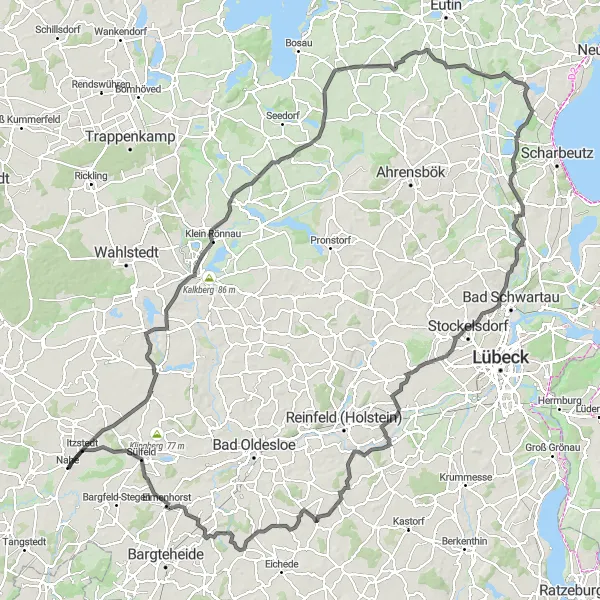 Map miniature of "The Grand Schleswig-Holstein Tour" cycling inspiration in Schleswig-Holstein, Germany. Generated by Tarmacs.app cycling route planner
