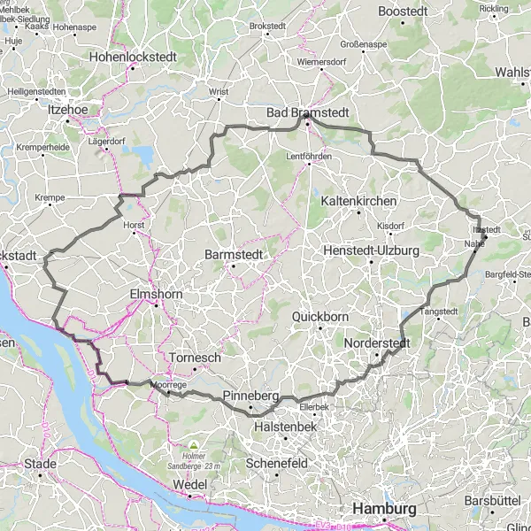 Karten-Miniaturansicht der Radinspiration "Tour von Itzstedt nach Seestermühe" in Schleswig-Holstein, Germany. Erstellt vom Tarmacs.app-Routenplaner für Radtouren