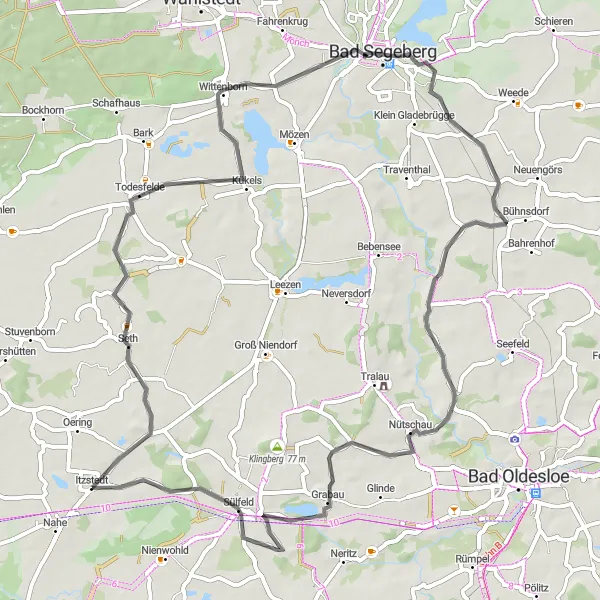 Map miniature of "Road Cycling Itzstedt Loop" cycling inspiration in Schleswig-Holstein, Germany. Generated by Tarmacs.app cycling route planner