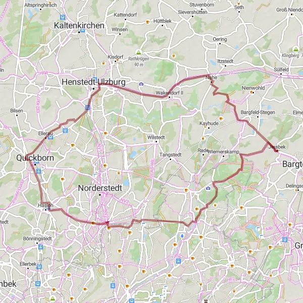 Map miniature of "Wohldorf-Ohlstedt Loop" cycling inspiration in Schleswig-Holstein, Germany. Generated by Tarmacs.app cycling route planner
