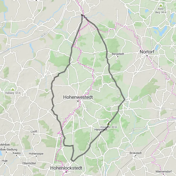 Map miniature of "Lockstedt Challenge" cycling inspiration in Schleswig-Holstein, Germany. Generated by Tarmacs.app cycling route planner