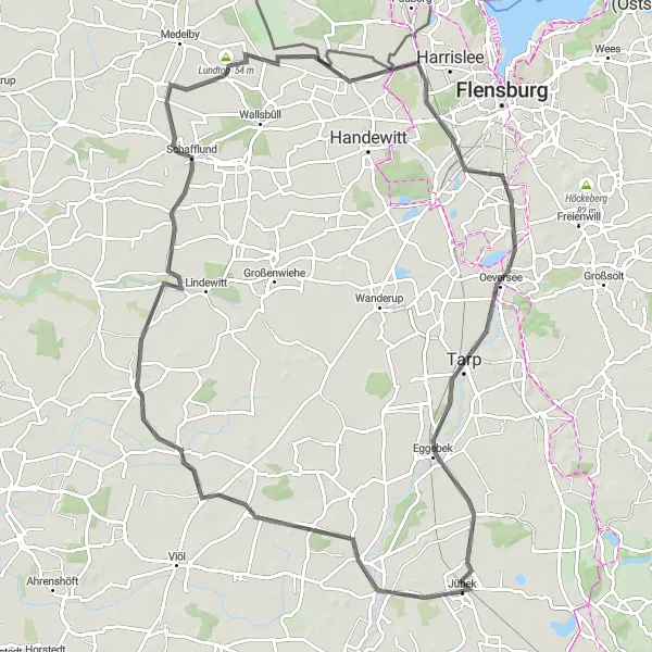 Map miniature of "Rural Escape" cycling inspiration in Schleswig-Holstein, Germany. Generated by Tarmacs.app cycling route planner