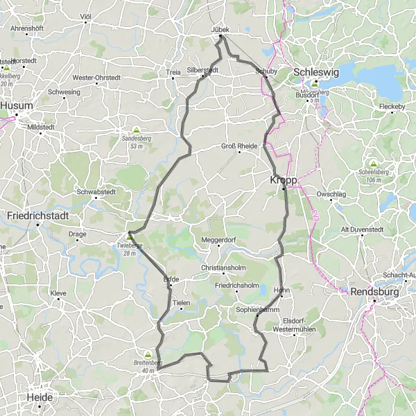 Map miniature of "Countryside Delight" cycling inspiration in Schleswig-Holstein, Germany. Generated by Tarmacs.app cycling route planner