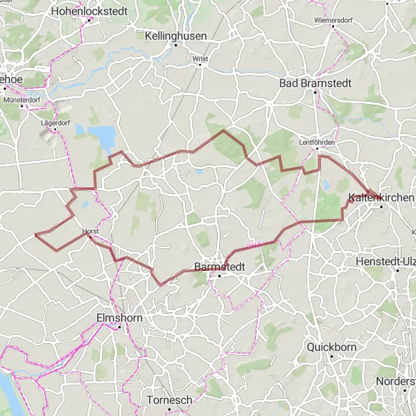 Map miniature of "Gravel Route through Westerkamp" cycling inspiration in Schleswig-Holstein, Germany. Generated by Tarmacs.app cycling route planner