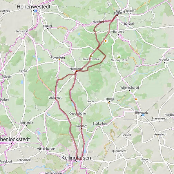 Map miniature of "Gravel Adventure" cycling inspiration in Schleswig-Holstein, Germany. Generated by Tarmacs.app cycling route planner