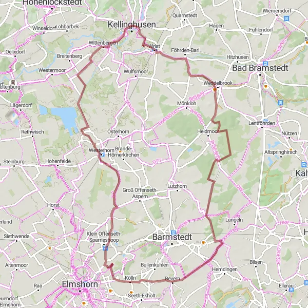 Map miniature of "Kellinghusen Gravel Loop" cycling inspiration in Schleswig-Holstein, Germany. Generated by Tarmacs.app cycling route planner