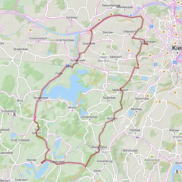 Map miniature of "Rumohr Gravel Adventure" cycling inspiration in Schleswig-Holstein, Germany. Generated by Tarmacs.app cycling route planner