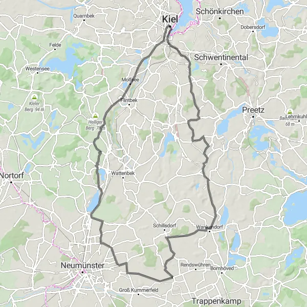 Map miniature of "The Coastal Loop" cycling inspiration in Schleswig-Holstein, Germany. Generated by Tarmacs.app cycling route planner