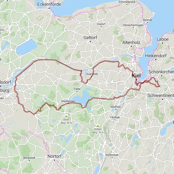 Karten-Miniaturansicht der Radinspiration "Entlang des Nord-Ostsee-Kanals" in Schleswig-Holstein, Germany. Erstellt vom Tarmacs.app-Routenplaner für Radtouren