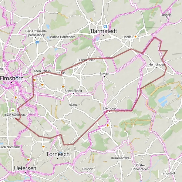 Karten-Miniaturansicht der Radinspiration "Kurze Gravel-Tour nach Heidgraben" in Schleswig-Holstein, Germany. Erstellt vom Tarmacs.app-Routenplaner für Radtouren