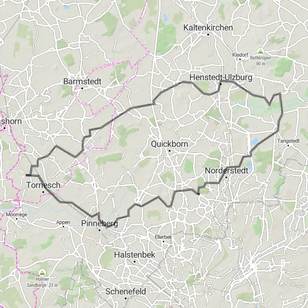 Karten-Miniaturansicht der Radinspiration "Rundweg Butterberg und Hasloh" in Schleswig-Holstein, Germany. Erstellt vom Tarmacs.app-Routenplaner für Radtouren