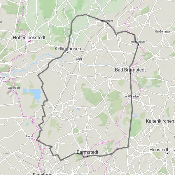 Karten-Miniaturansicht der Radinspiration "Fahrt nach Barmstedt und Wiemersdorf" in Schleswig-Holstein, Germany. Erstellt vom Tarmacs.app-Routenplaner für Radtouren