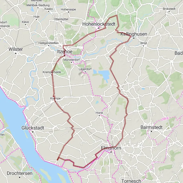 Map miniature of "The Gravel Adventure - Exploring Rural Landscapes" cycling inspiration in Schleswig-Holstein, Germany. Generated by Tarmacs.app cycling route planner