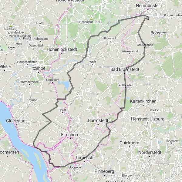 Map miniature of "The Countryside Exploration - Uncovering Nature's Beauty" cycling inspiration in Schleswig-Holstein, Germany. Generated by Tarmacs.app cycling route planner