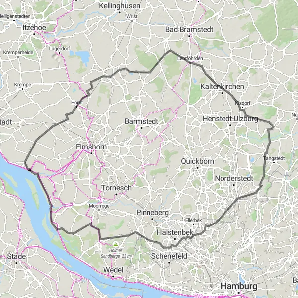 Map miniature of "The Horst Adventure - Exploring Nature and History" cycling inspiration in Schleswig-Holstein, Germany. Generated by Tarmacs.app cycling route planner