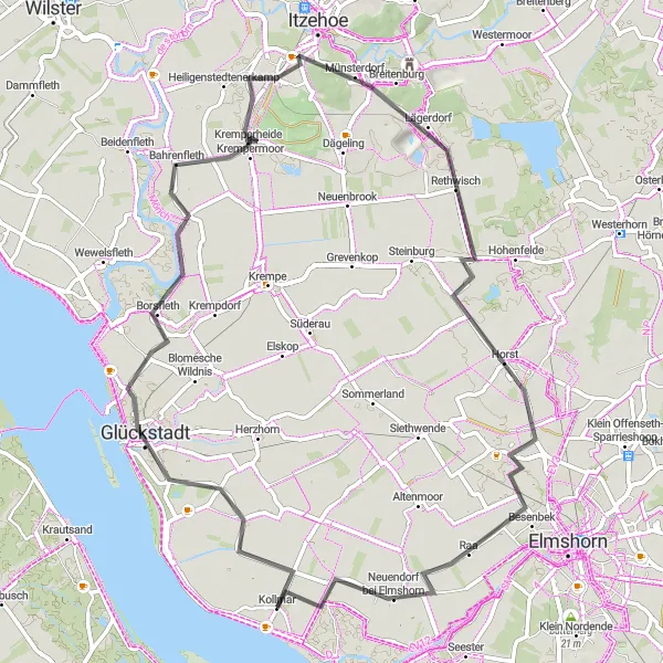 Karten-Miniaturansicht der Radinspiration "Tour durch idyllische Dörfer und Natur" in Schleswig-Holstein, Germany. Erstellt vom Tarmacs.app-Routenplaner für Radtouren