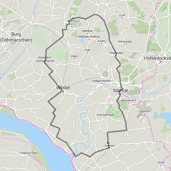 Map miniature of "The Twietberg Circuit" cycling inspiration in Schleswig-Holstein, Germany. Generated by Tarmacs.app cycling route planner