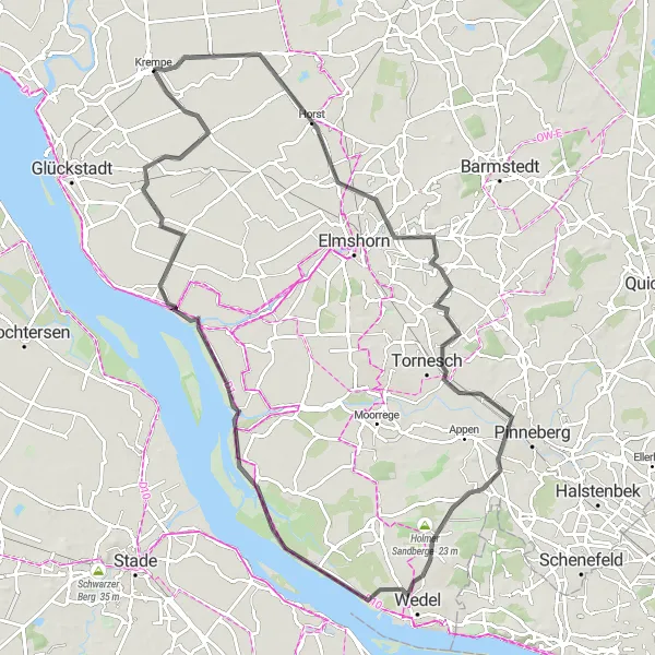 Map miniature of "The Kollmar Loop" cycling inspiration in Schleswig-Holstein, Germany. Generated by Tarmacs.app cycling route planner