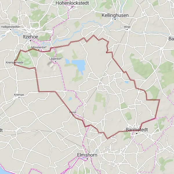 Map miniature of "Gravel Adventure in Steinburg" cycling inspiration in Schleswig-Holstein, Germany. Generated by Tarmacs.app cycling route planner