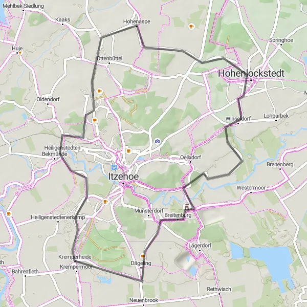 Map miniature of "Scenic Ride to Hohenlockstedt" cycling inspiration in Schleswig-Holstein, Germany. Generated by Tarmacs.app cycling route planner