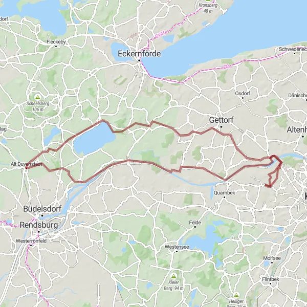 Karten-Miniaturansicht der Radinspiration "Gravel-Tour entlang des Nord-Ostsee-Kanals" in Schleswig-Holstein, Germany. Erstellt vom Tarmacs.app-Routenplaner für Radtouren