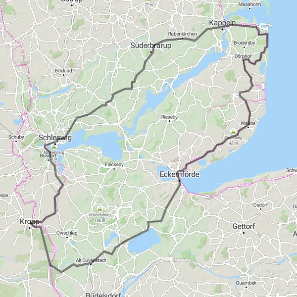Map miniature of "Countryside Exploration in Schleswig-Holstein" cycling inspiration in Schleswig-Holstein, Germany. Generated by Tarmacs.app cycling route planner