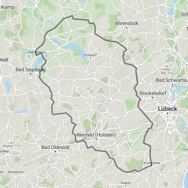 Karten-Miniaturansicht der Radinspiration "96 km Radrundtour durch Schleswig-Holstein" in Schleswig-Holstein, Germany. Erstellt vom Tarmacs.app-Routenplaner für Radtouren