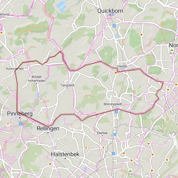 Karten-Miniaturansicht der Radinspiration "Rundkurs durch Rellingen und Kummerfeld" in Schleswig-Holstein, Germany. Erstellt vom Tarmacs.app-Routenplaner für Radtouren