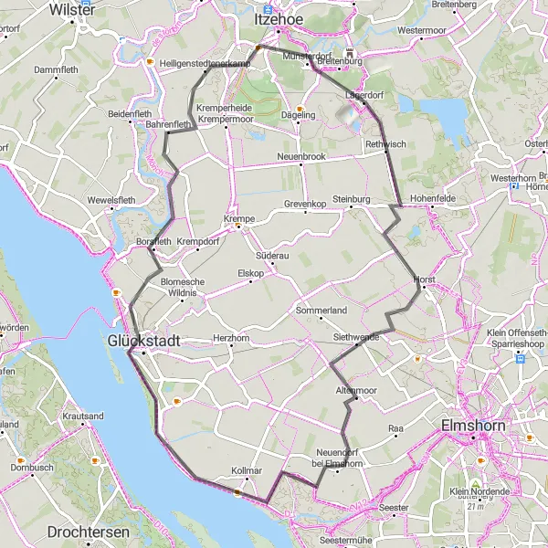 Map miniature of "Scenic Ride through Schleswig-Holstein" cycling inspiration in Schleswig-Holstein, Germany. Generated by Tarmacs.app cycling route planner