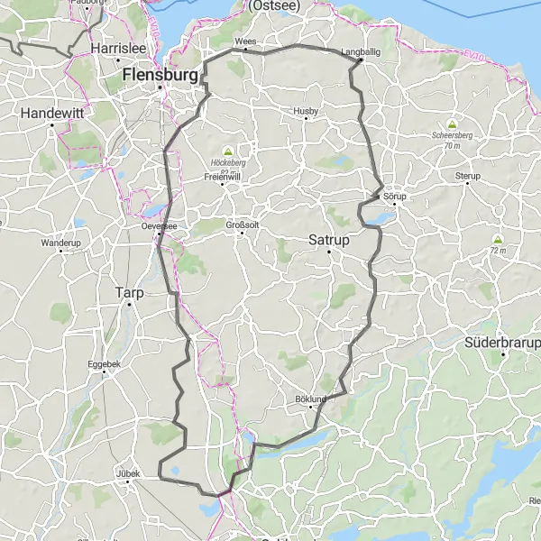 Karten-Miniaturansicht der Radinspiration "Naturerlebnis um Lutzhöft und Wees" in Schleswig-Holstein, Germany. Erstellt vom Tarmacs.app-Routenplaner für Radtouren