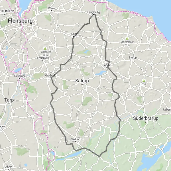 Map miniature of "Grundhof Grand Loop" cycling inspiration in Schleswig-Holstein, Germany. Generated by Tarmacs.app cycling route planner