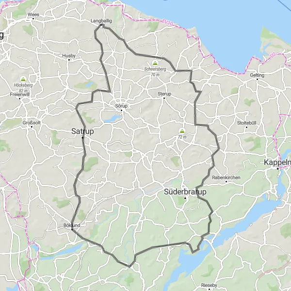 Map miniature of "Coastal Exploration" cycling inspiration in Schleswig-Holstein, Germany. Generated by Tarmacs.app cycling route planner