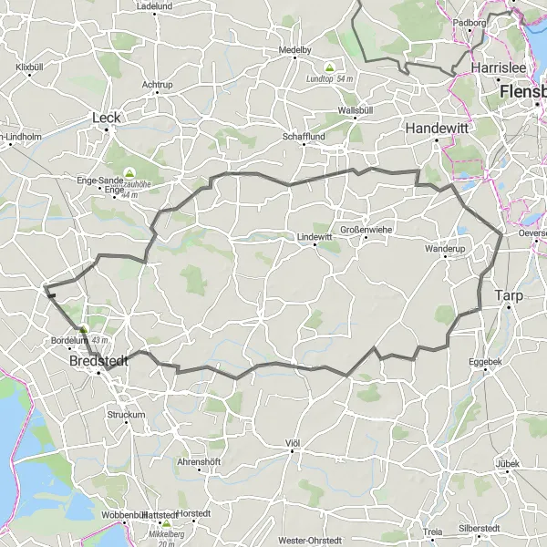 Karten-Miniaturansicht der Radinspiration "Radtour durch Bredstedt" in Schleswig-Holstein, Germany. Erstellt vom Tarmacs.app-Routenplaner für Radtouren