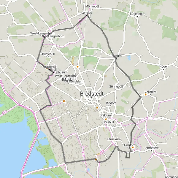 Karten-Miniaturansicht der Radinspiration "Kurze Fahrradtour durch Langenhorn" in Schleswig-Holstein, Germany. Erstellt vom Tarmacs.app-Routenplaner für Radtouren