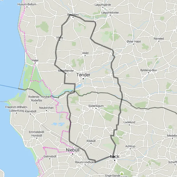 Map miniature of "Aventoft Adventure" cycling inspiration in Schleswig-Holstein, Germany. Generated by Tarmacs.app cycling route planner