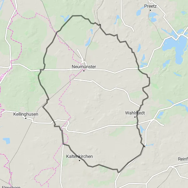 Karten-Miniaturansicht der Radinspiration "Landschaftliche Vielfalt per Rad" in Schleswig-Holstein, Germany. Erstellt vom Tarmacs.app-Routenplaner für Radtouren