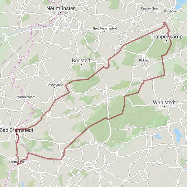 Karten-Miniaturansicht der Radinspiration "Gravel-Rundfahrt Bimöhlen-Gönnebek" in Schleswig-Holstein, Germany. Erstellt vom Tarmacs.app-Routenplaner für Radtouren