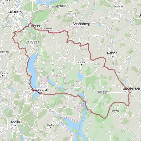 Map miniature of "The Lake Loop" cycling inspiration in Schleswig-Holstein, Germany. Generated by Tarmacs.app cycling route planner