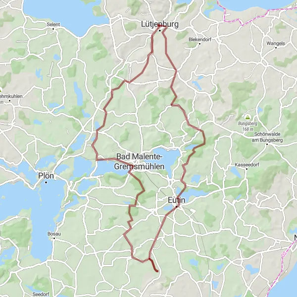 Map miniature of "Lütjenburg Gravel Adventure" cycling inspiration in Schleswig-Holstein, Germany. Generated by Tarmacs.app cycling route planner
