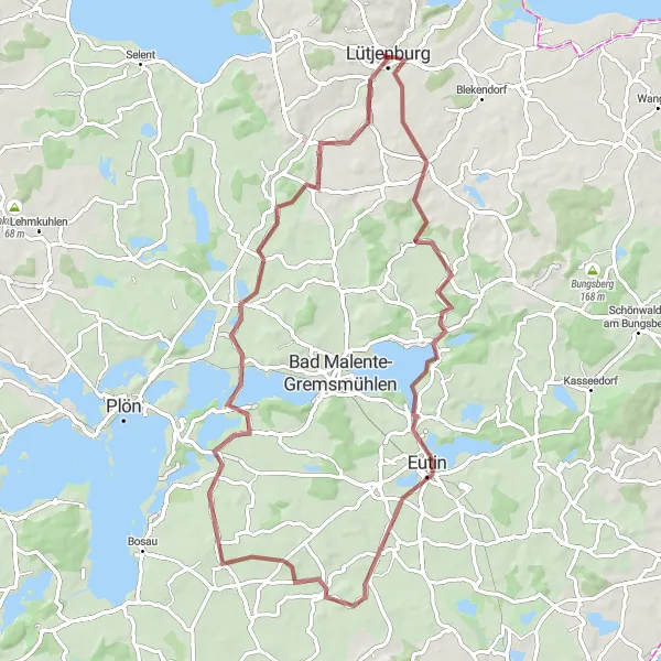 Map miniature of "Lütjenburg Gravel Expedition" cycling inspiration in Schleswig-Holstein, Germany. Generated by Tarmacs.app cycling route planner