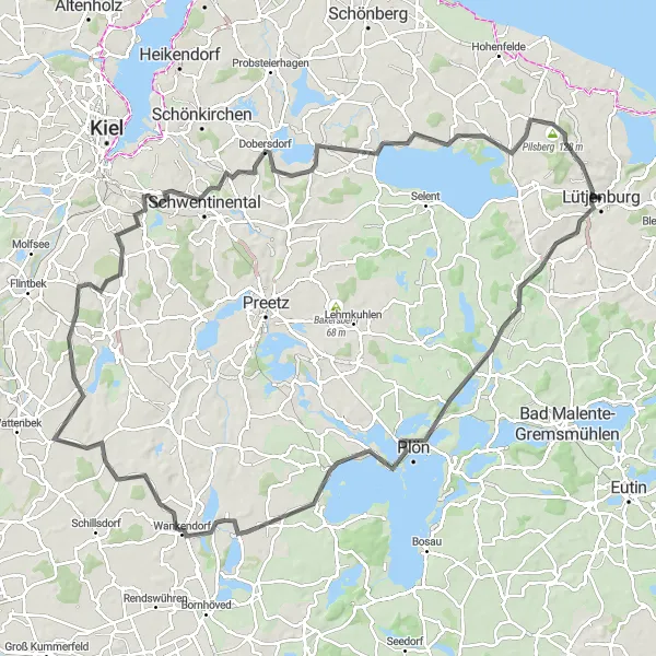 Map miniature of "Lütjenburg Historical Road Tour" cycling inspiration in Schleswig-Holstein, Germany. Generated by Tarmacs.app cycling route planner