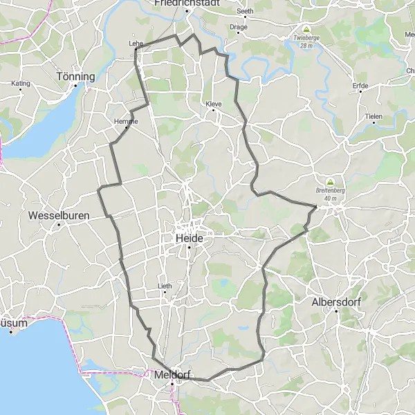 Map miniature of "Exploring the Heartland" cycling inspiration in Schleswig-Holstein, Germany. Generated by Tarmacs.app cycling route planner